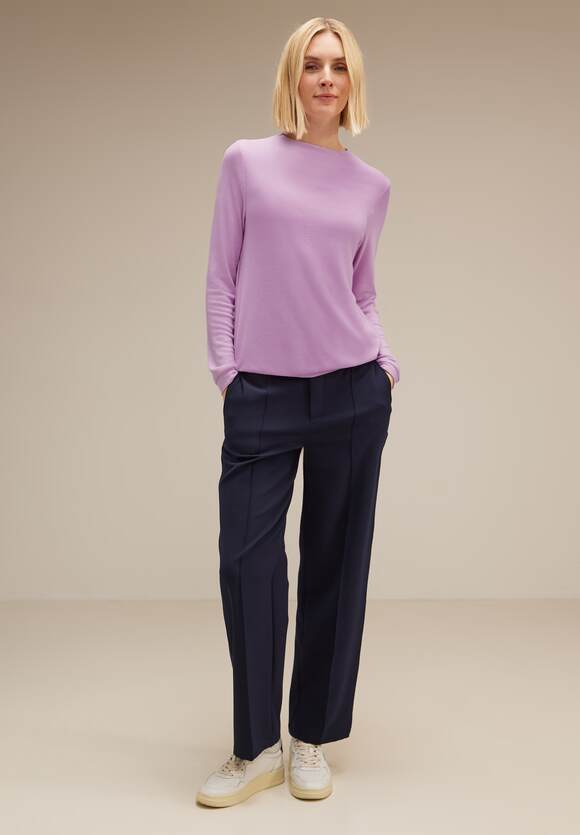 STREET ONE Damen ONE - Soft mit Melange | - Rose Online-Shop STREET Langarmshirt Style Gummisaum Lena