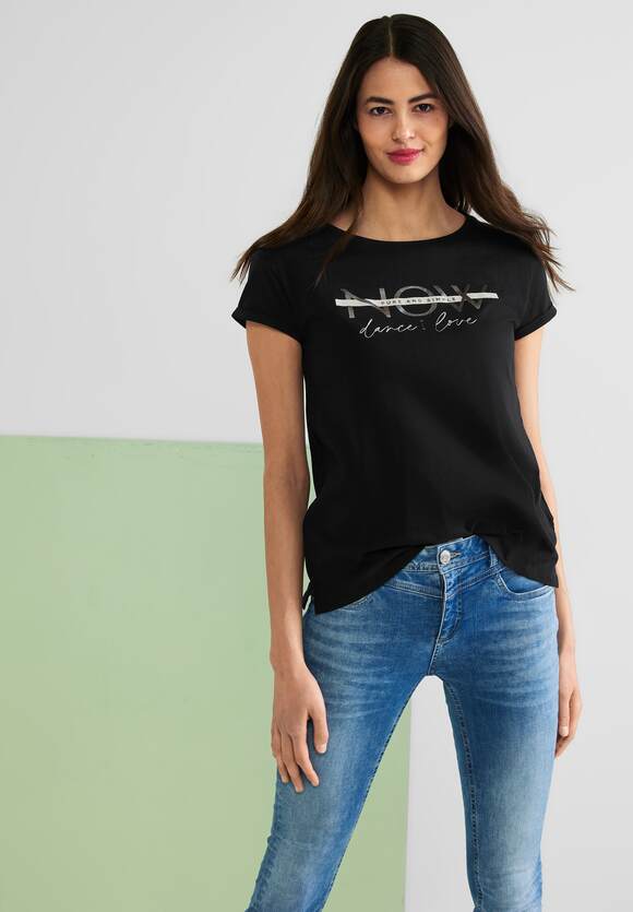 STREET ONE T-Shirt mit Partprint Damen - Bassy Olive | STREET ONE  Online-Shop | T-Shirts