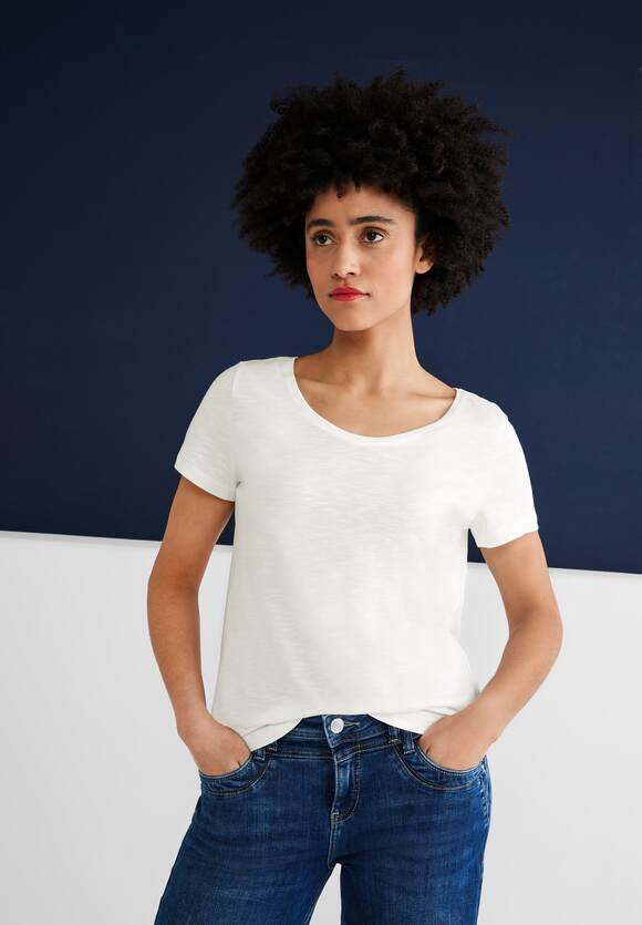 STREET ONE T-Shirt Style - Gerda ONE V-Ausschnitt - Online-Shop Damen mit White Off | STREET