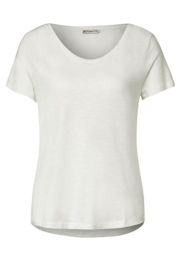STREET ONE mit Off Gerda T-Shirt Damen STREET - Style Online-Shop | V-Ausschnitt ONE - White