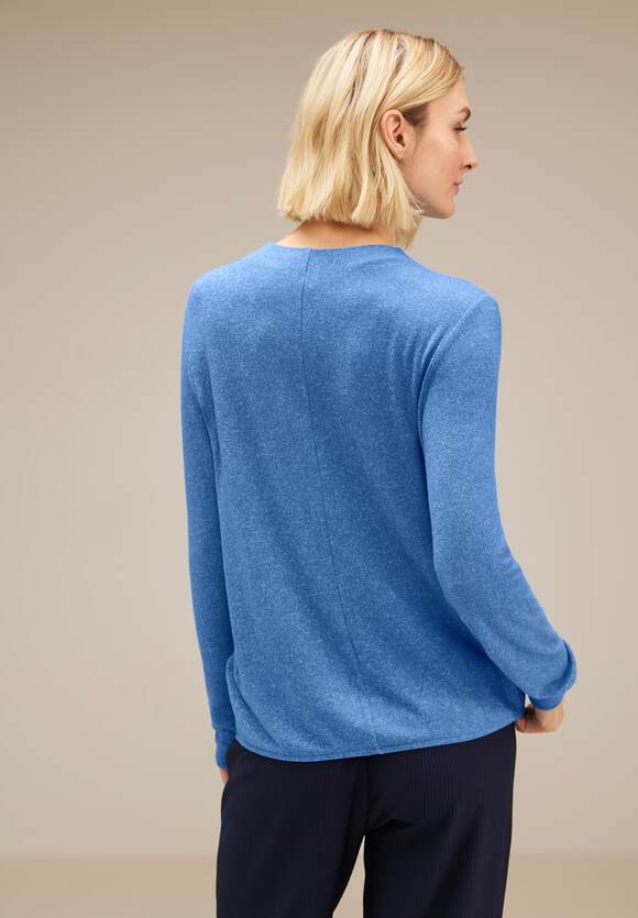 Damen mit - Blue Melange STREET STREET Online-Shop - Gentle Langarmshirt Gummisaum | Intense Lena ONE ONE Style