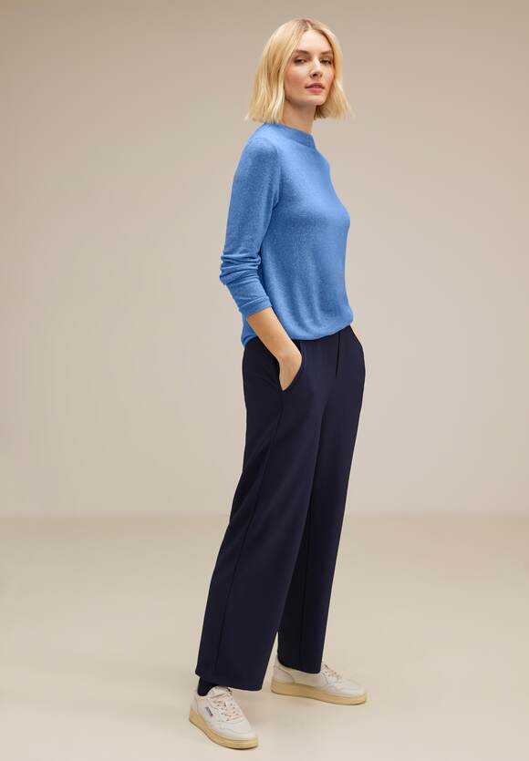 STREET ONE Langarmshirt mit Gummisaum Damen - Style Lena - Intense Gentle  Blue Melange | STREET ONE Online-Shop