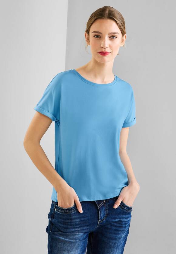 STREET ONE T-Shirt - Blue Style STREET Unifarbe Splash Online-Shop ONE Damen in Crista | 