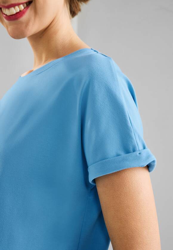 STREET ONE T-Shirt in Unifarbe Crista Splash Blue ONE - - | Damen Style STREET Online-Shop