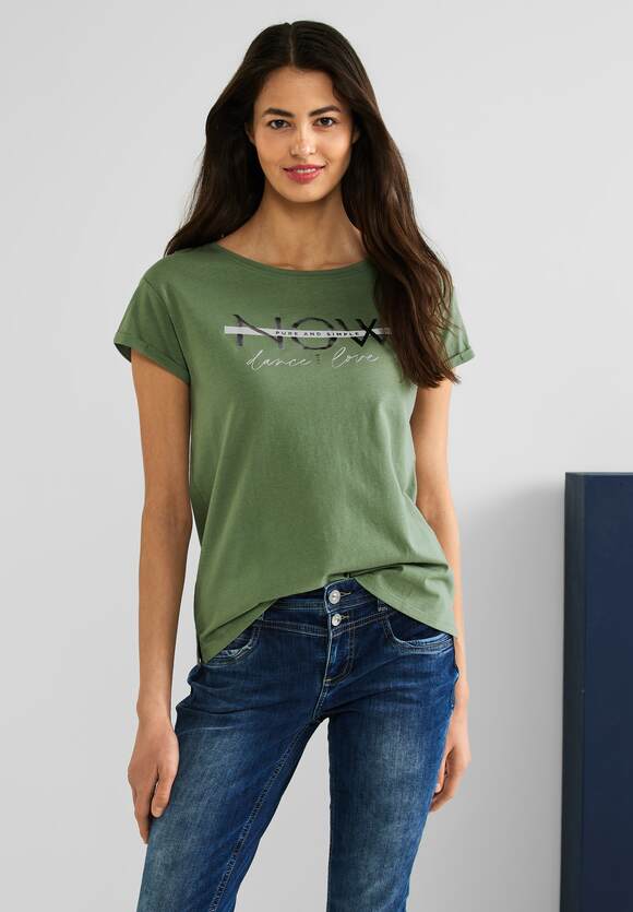 STREET ONE T-Shirt mit Partprint Damen Green Leafy - ONE | STREET Online-Shop