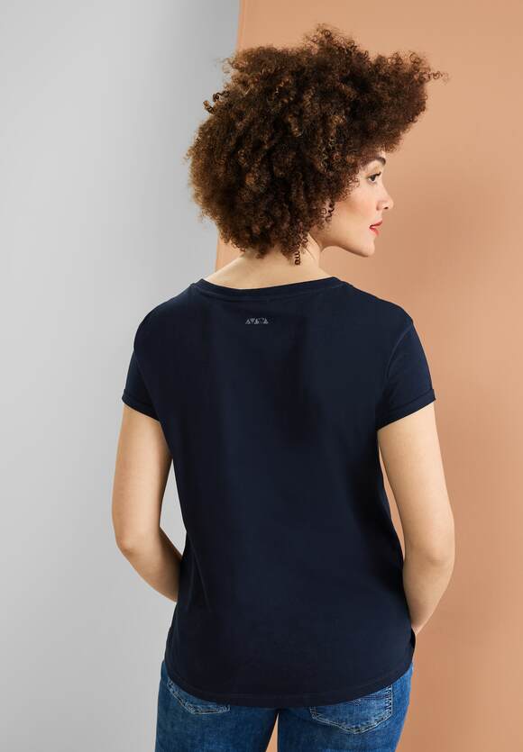 STREET ONE T-Shirt mit Paillettendetail Damen - Deep Blue | STREET ONE  Online-Shop