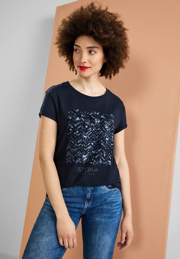 | ONE Blue - Deep Online-Shop Damen STREET Paillettendetail mit STREET ONE T-Shirt