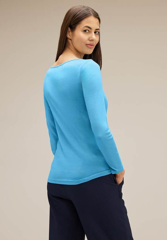 STREET ONE Softes Langarmshirt Damen - Style Lanea - Light Aquamarine Blue  | STREET ONE Online-Shop | Rundhalsshirts