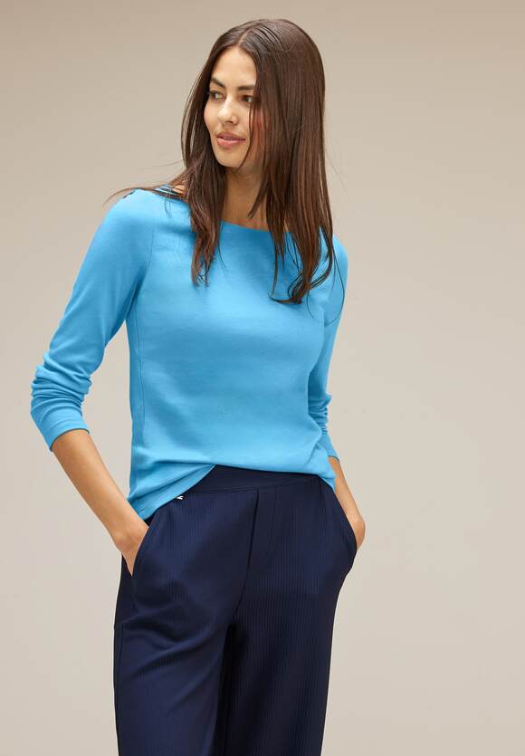 Blue ONE Online-Shop Aquamarine - - ONE Softes STREET Damen Langarmshirt Light Style | Lanea STREET