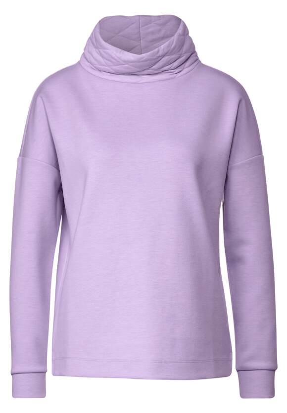 Soft STREET ONE Damen | Shirt Volumenkragen Pure STREET ONE - Lilac Online-Shop mit Melange