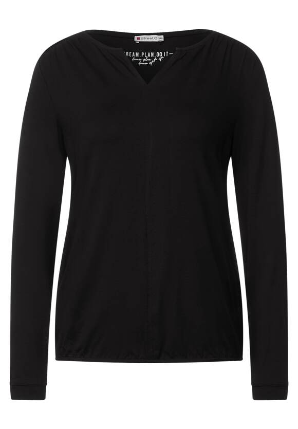 STREET ONE Shirt mit V-Ausschnitt Damen - Black | STREET ONE Online-Shop