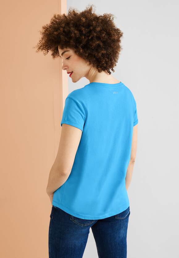 STREET ONE T-shirt met paillettendetail Dames - Splash Blue | STREET ONE  Online-Shop