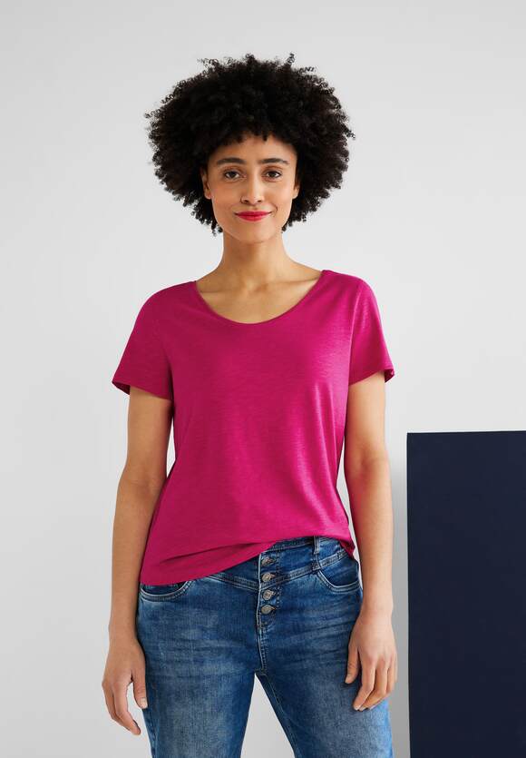 ONE | Damen T-Shirt Gerda Style STREET mit Online-Shop - Pink V-Ausschnitt ONE STREET - Nu