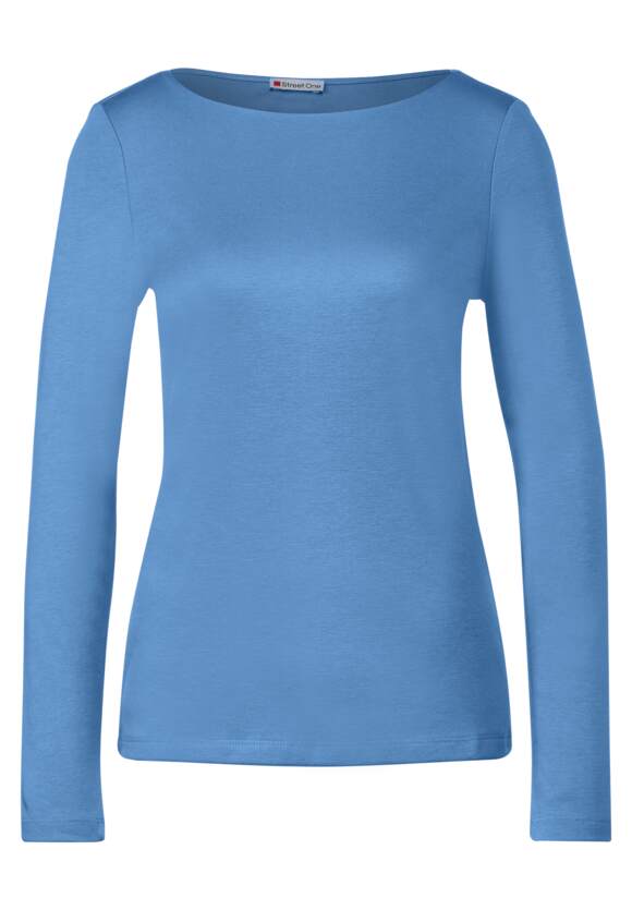 STREET ONE Basic Langarmshirt Damen - Style Lanea - Light Spring Blue |  STREET ONE Online-Shop