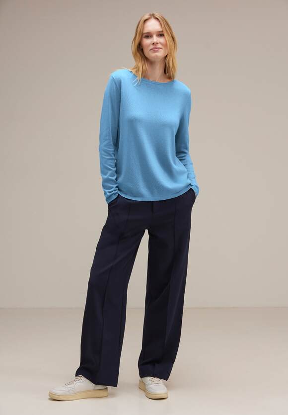 STREET ONE | Noreen - Damen Ausschnitt Online-Shop U-Boot Gentle ONE Style Pullover Blue STREET -