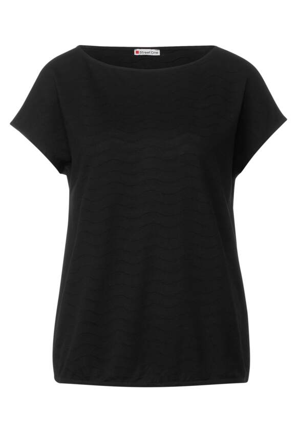Online-Shop ONE STREET ONE Black | STREET Struktur Damen - T-Shirt