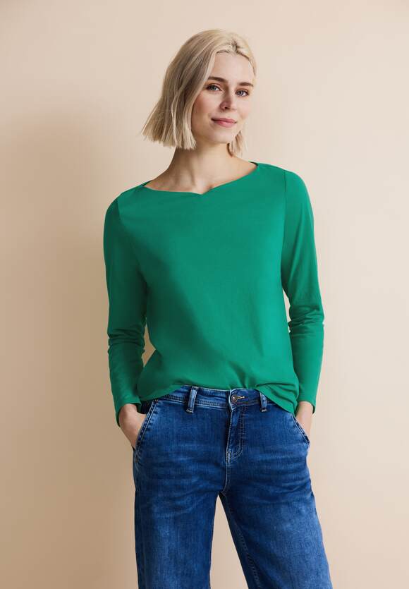 mit Style Langarmshirt Online-Shop Lena Damen ONE Rose Stehkragen - | STREET ONE - Melange STREET Winter