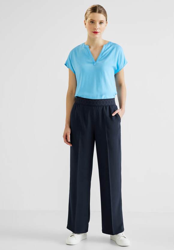 STREET ONE Loose Fit Hose mit Stretch Damen - Style Wideleg - Deep Blue | STREET  ONE Online-Shop | Weite Hosen