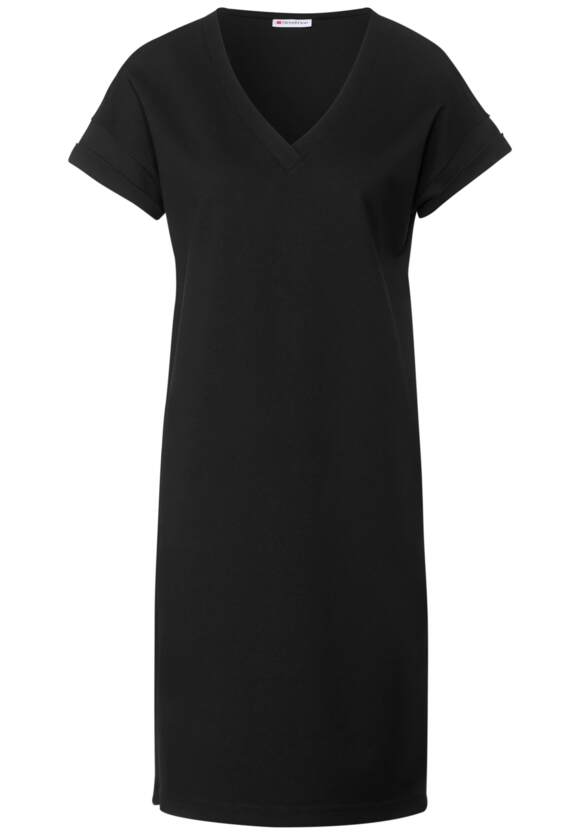 STREET ONE Jersey Kleid Damen ONE Unifarbe - Black STREET Online-Shop in 