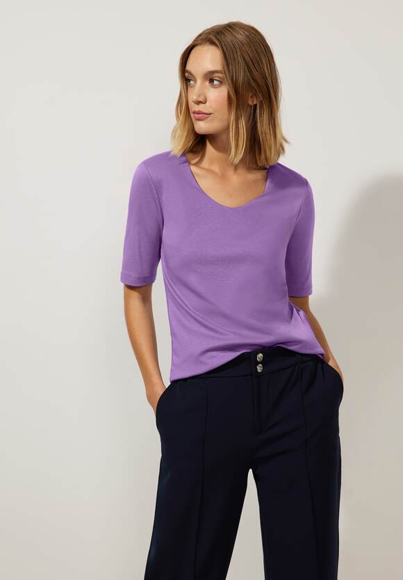 STREET ONE T-Shirt in Unifarbe Lilac - Palmira Online-Shop | Lupine STREET Style - ONE Damen