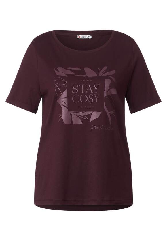 - Online-Shop STREET Steinchendetails | Damen Plummy Wine ONE T-Shirt STREET mit ONE