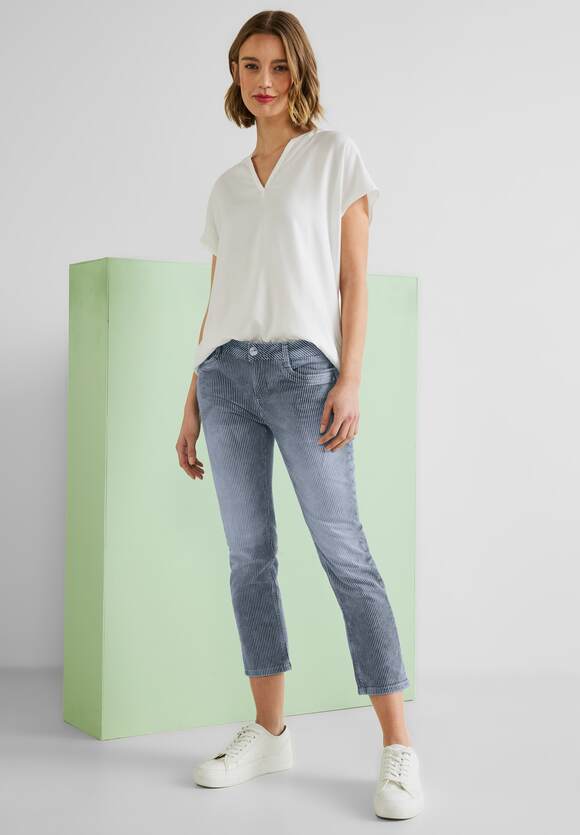Damen - Jane Indigo ONE Fit - STREET Stripes Casual Streifenhose Washed Online-Shop Style | ONE STREET