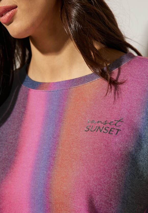 Damen Brustprint Shirt mit STREET ONE | Purple STREET - Brown Online-Shop ONE