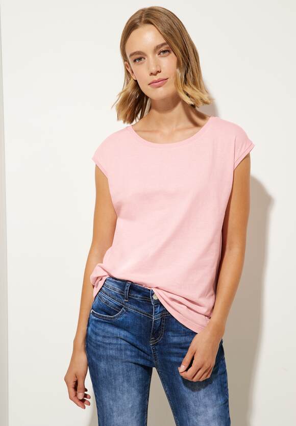 Online-Shop ONE Damen | T-Shirt STREET - Rose Soft STREET Legend mit ONE Rippdetail