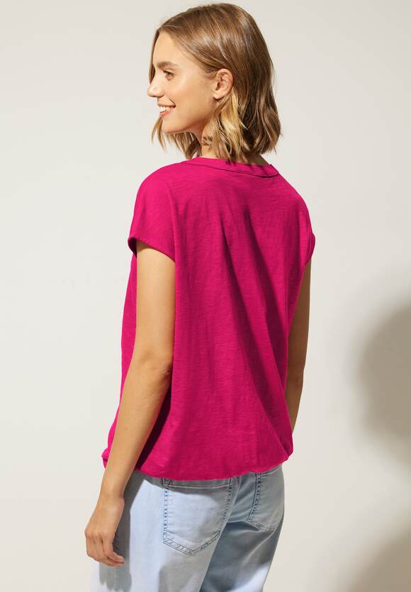 T-Shirt mit Online-Shop STREET Knopfleiste ONE Red | Damen ONE STREET Carmine -
