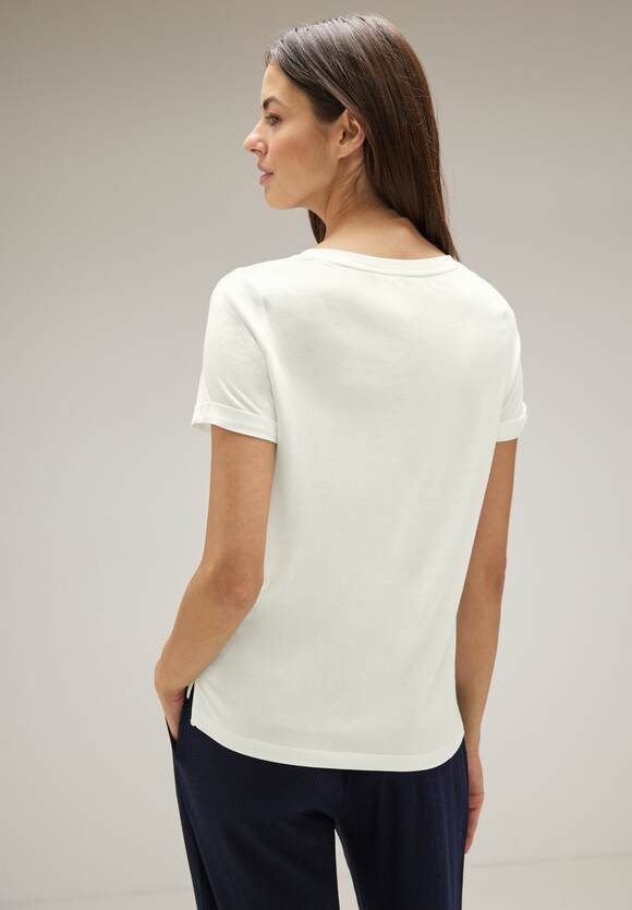 mit Off - ONE STREET White Steinchendeko T-Shirt STREET | Damen ONE Online-Shop