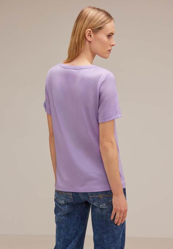 STREET ONE T-Shirt mit Steinchendetails Damen - Soft Pure Lilac | STREET ONE  Online-Shop | T-Shirts