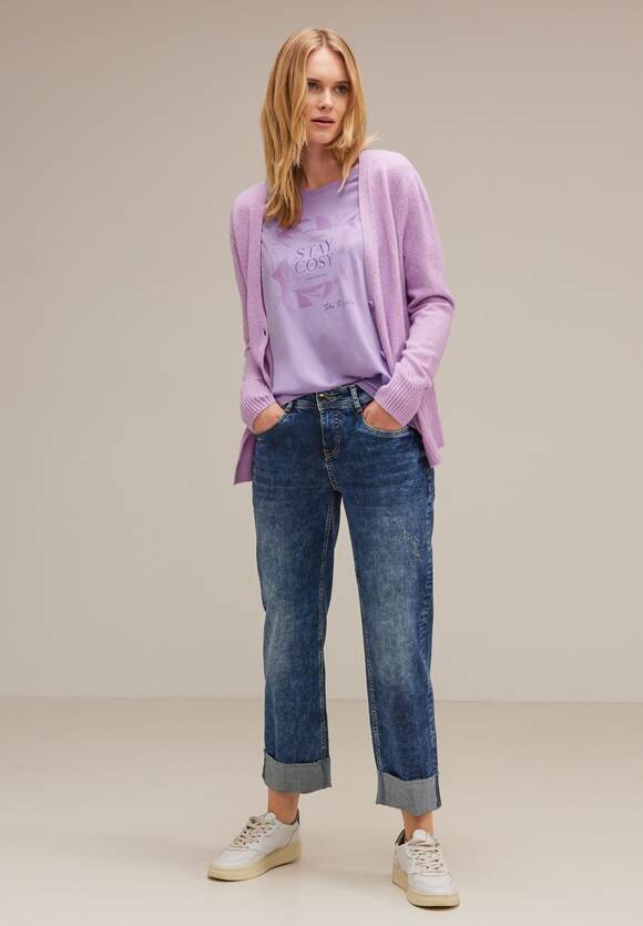STREET ONE T-Shirt mit Steinchendetails Damen - Soft Pure Lilac | STREET ONE  Online-Shop