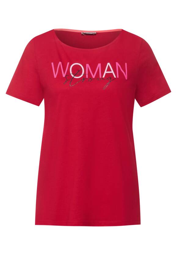 STREET ONE T-Shirt mit Partprint Damen - Cherry Red | STREET ONE Online-Shop | T-Shirts