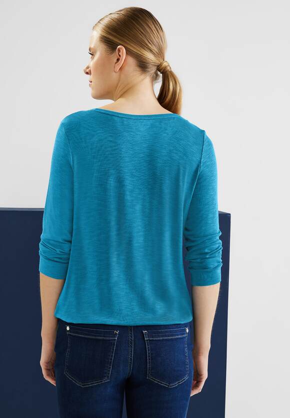 STREET ONE Basic Shirt in Unifarbe Damen - Deep Splash Blue | STREET ONE  Online-Shop