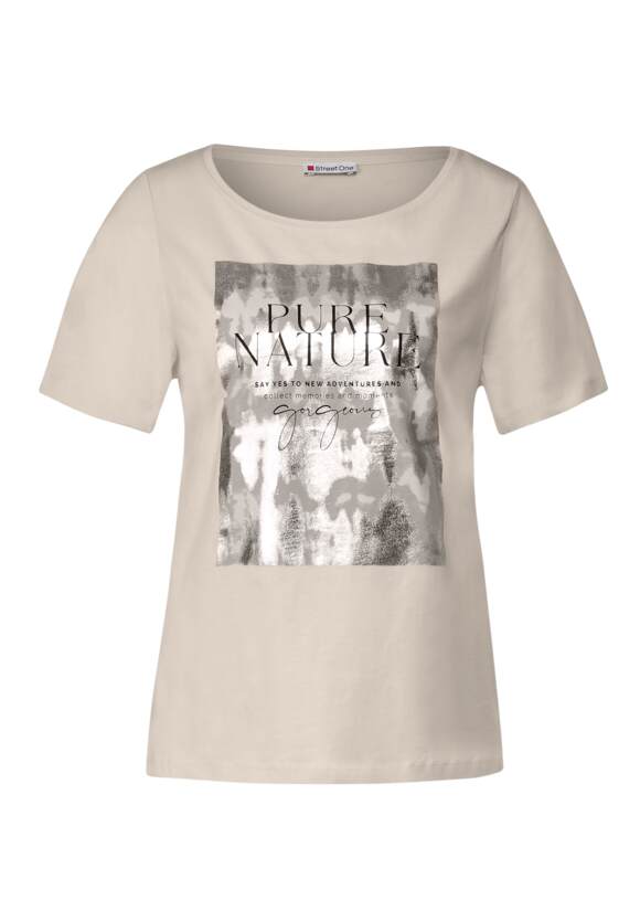 STREET ONE T-shirt met folieprint Dames - Smooth Stone Sand | STREET ONE  Online-Shop