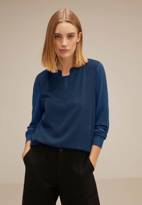 Blue - Chiffon ONE ONE Online-Shop Damen Langarmshirt Atlantic | STREET STREET