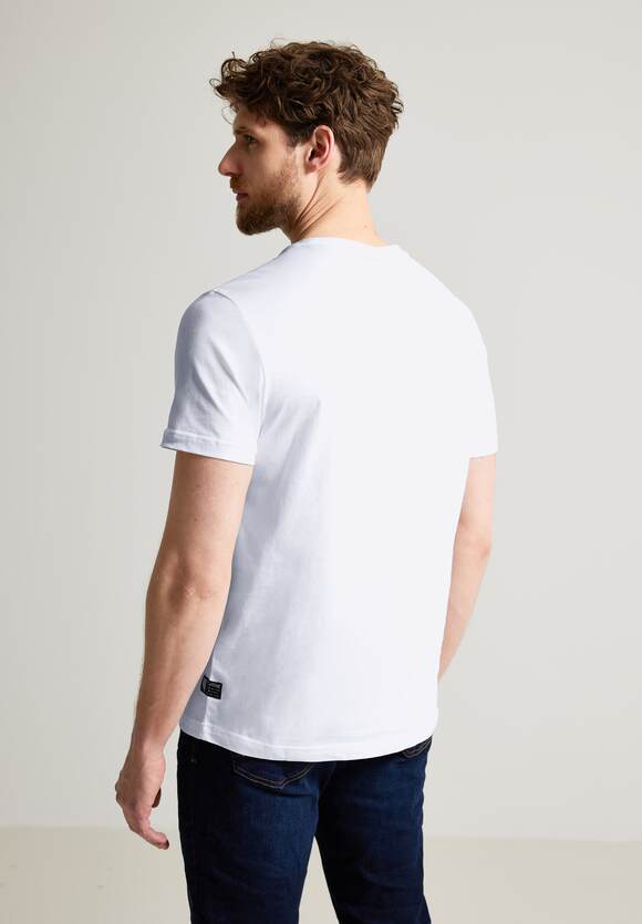 | MEN Herren Unifarbe Online-Shop Basic T-Shirt - ONE White STREET in STREET ONE