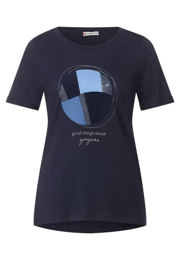 Damen - T-Shirt Blue mit ONE Online-Shop STREET | Steinchendeko Deep STREET ONE