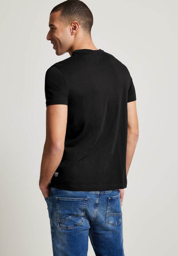 STREET ONE MEN Basic T-Shirt in Unifarbe Herren - Black | STREET ONE  Online-Shop