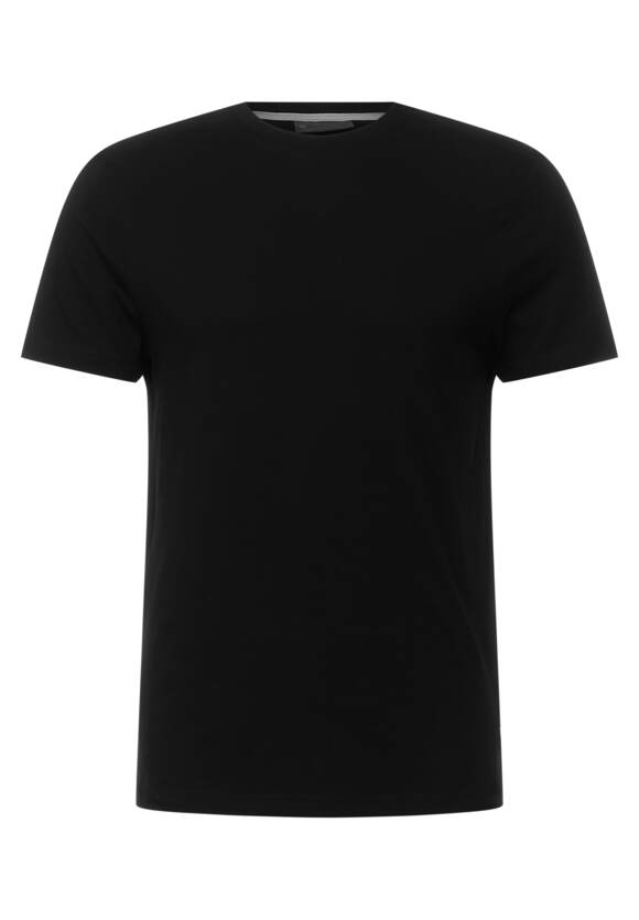 STREET ONE MEN Online-Shop - Basic T-Shirt in Herren STREET Unifarbe Black ONE 