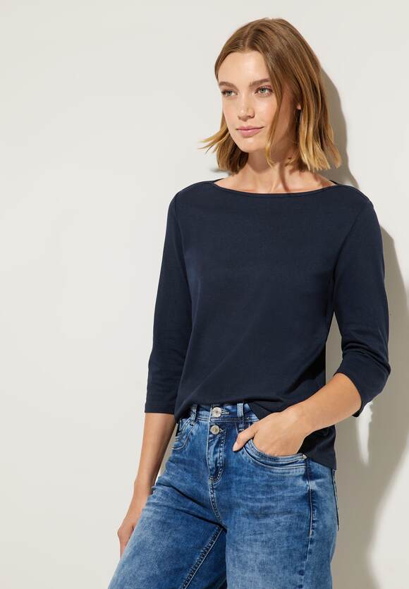 STREET ONE Shirt mit gerafftem Damen Arm Deep Mina - Online-Shop ONE | STREET - Blue Style