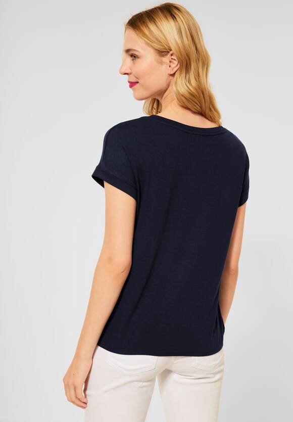 STREET ONE T-Shirt mit Steinchen Print Damen - Deep Blue | STREET ONE  Online-Shop | V-Shirts