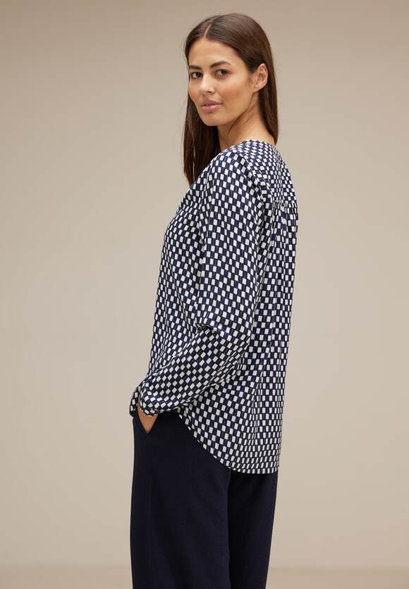 STREET ONE Bluse mit Minimalprint Damen - Style Bamika - Deep Blue | STREET  ONE Online-Shop