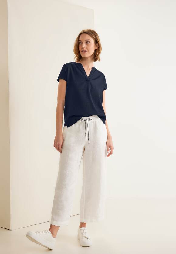 STREET ONE Materialmix T-Shirt Damen - Deep Blue | STREET ONE Online-Shop