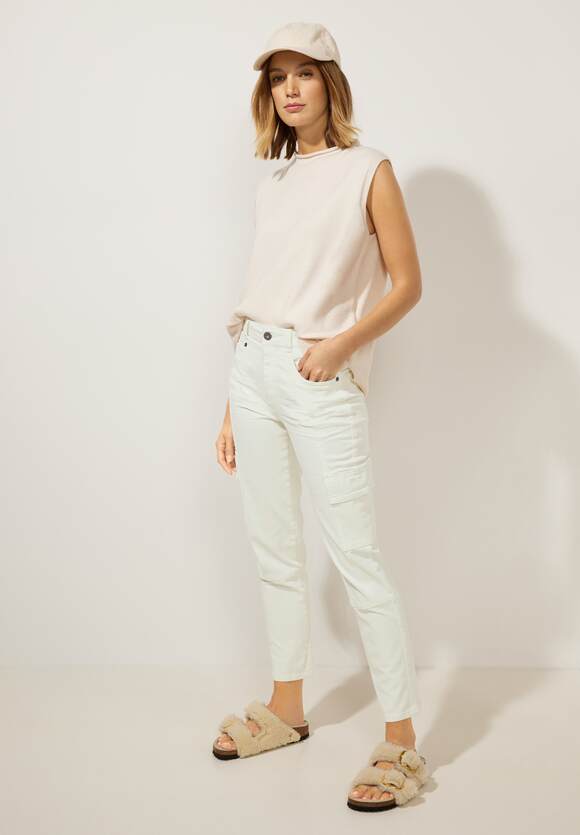 STREET ONE Casual Fit Cargojeans Damen - Cream White Washed | STREET ONE  Online-Shop