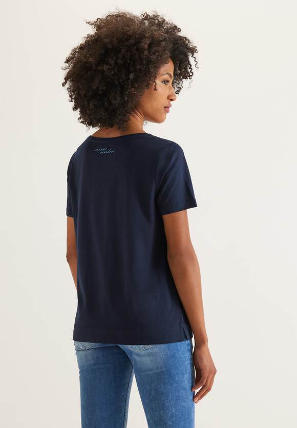 STREET ONE Shirt mit Multicolor Wording Damen - Deep Blue | STREET ONE  Online-Shop