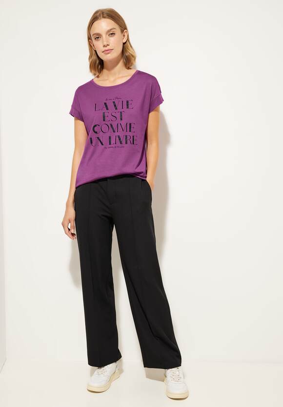 | Damen - Partprint Wording Lilac Meta ONE Shirt Online-Shop STREET ONE STREET