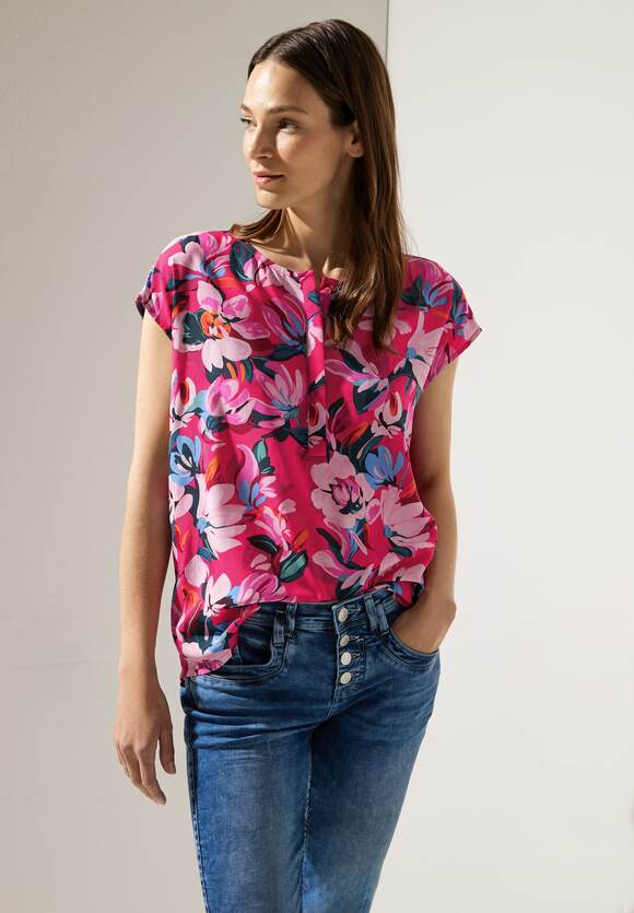 STREET ONE Langarmshirt in Melange Damen - Style Lena - Berry Rose Melange  | STREET ONE Online-Shop | Shirts
