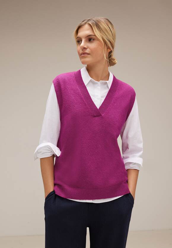 STREET ONE V-Neck Pullover Damen - Melange | Online-Shop ONE Rose STREET Carmine