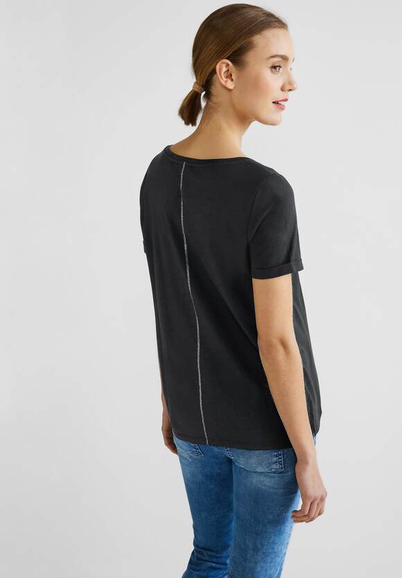 STREET ONE T-Shirt mit Partprint Black ONE - STREET Online-Shop | Damen